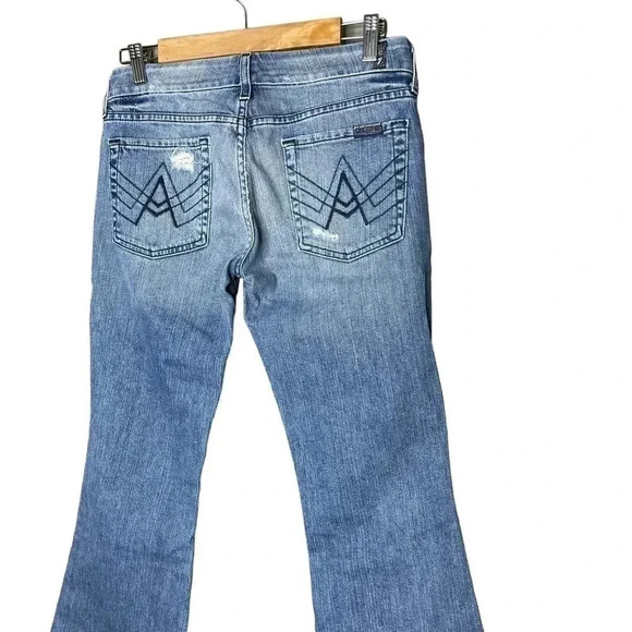 7 for all Mankind A Pocket Distressed Lexie Flare Denim Jeans Size 27 - Picture 10 of 13